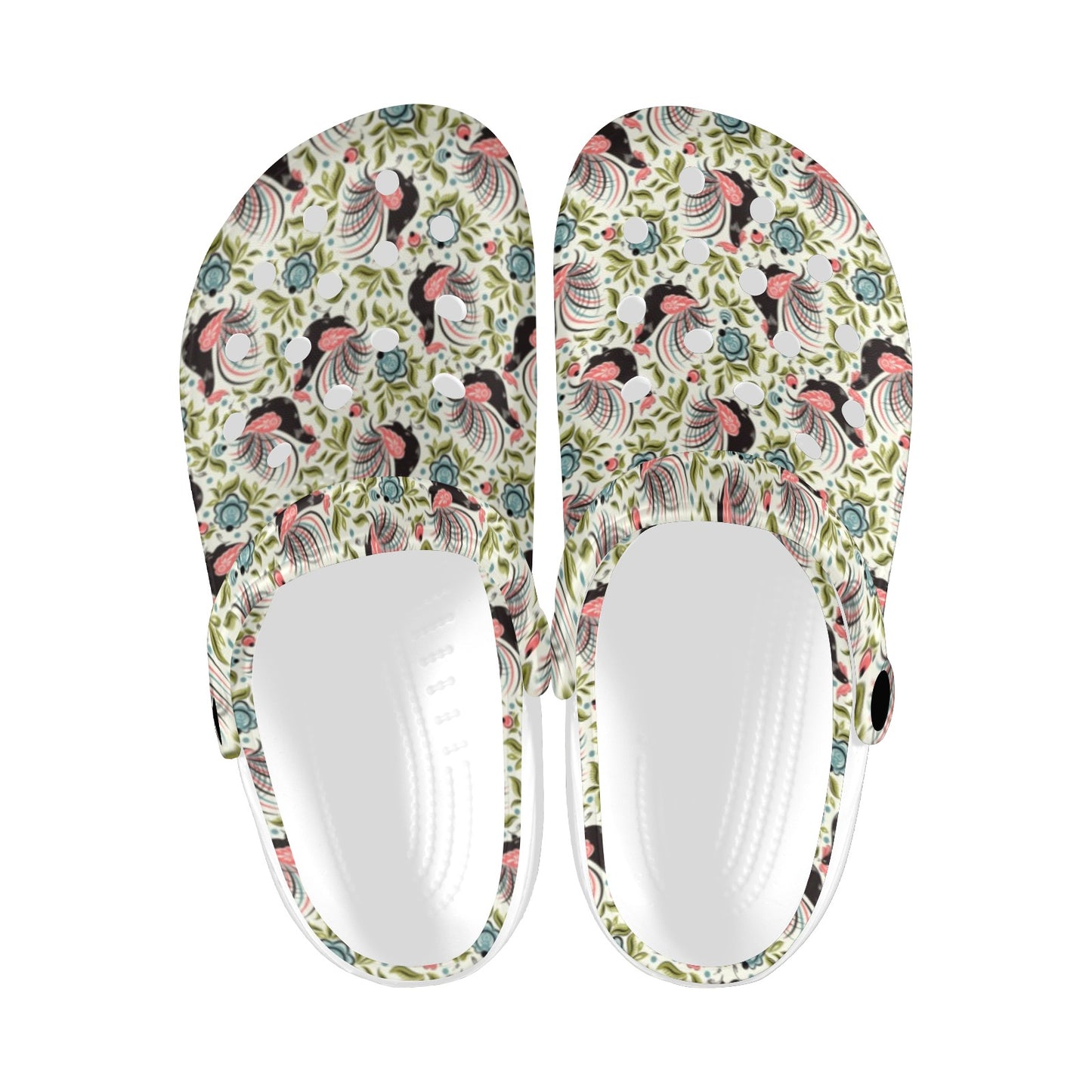 Rooster Print Design Unisex Clogs Shoes
