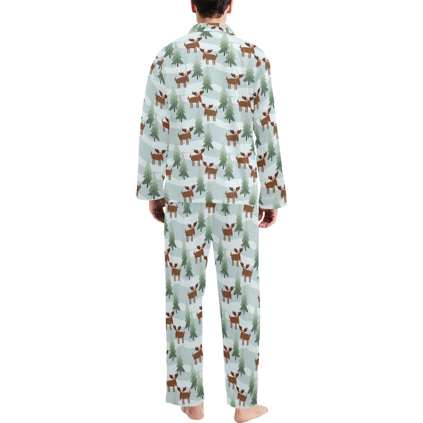 Moose Print Design LKS402 Men's Long Pajama Set
