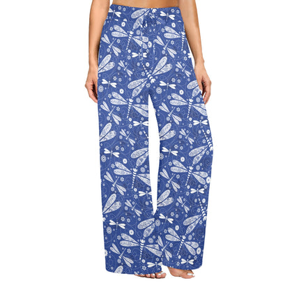 Dragonfly Pattern Print Design 03 Women's Wide Leg Lounge Pants