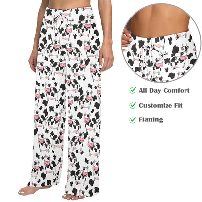 Cow Pattern Print Design 02 Women's Wide Leg Lounge Pants