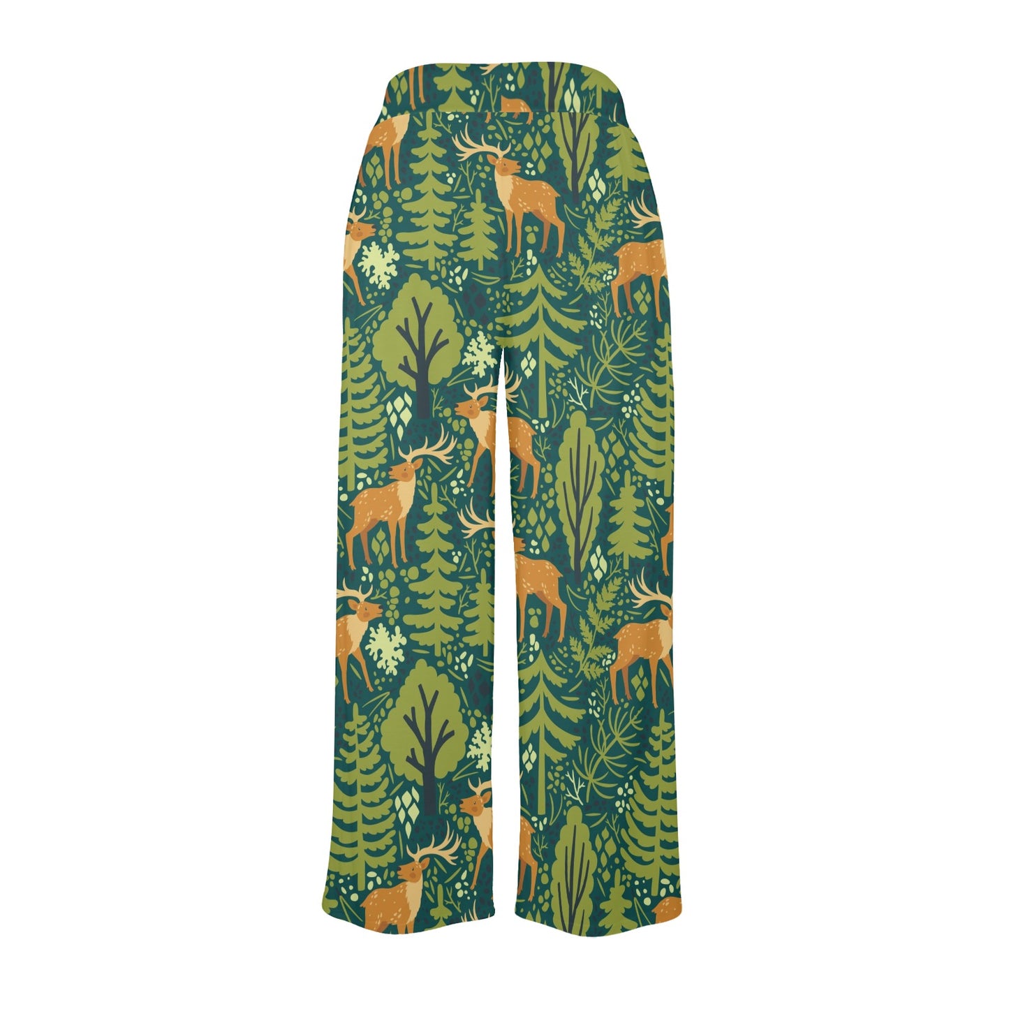 elk Design Print Pattern JJ0198 Women's Wide Leg Lounge Pants