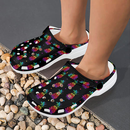 Pineapple Rainbow Dot Print Unisex Clogs Shoes