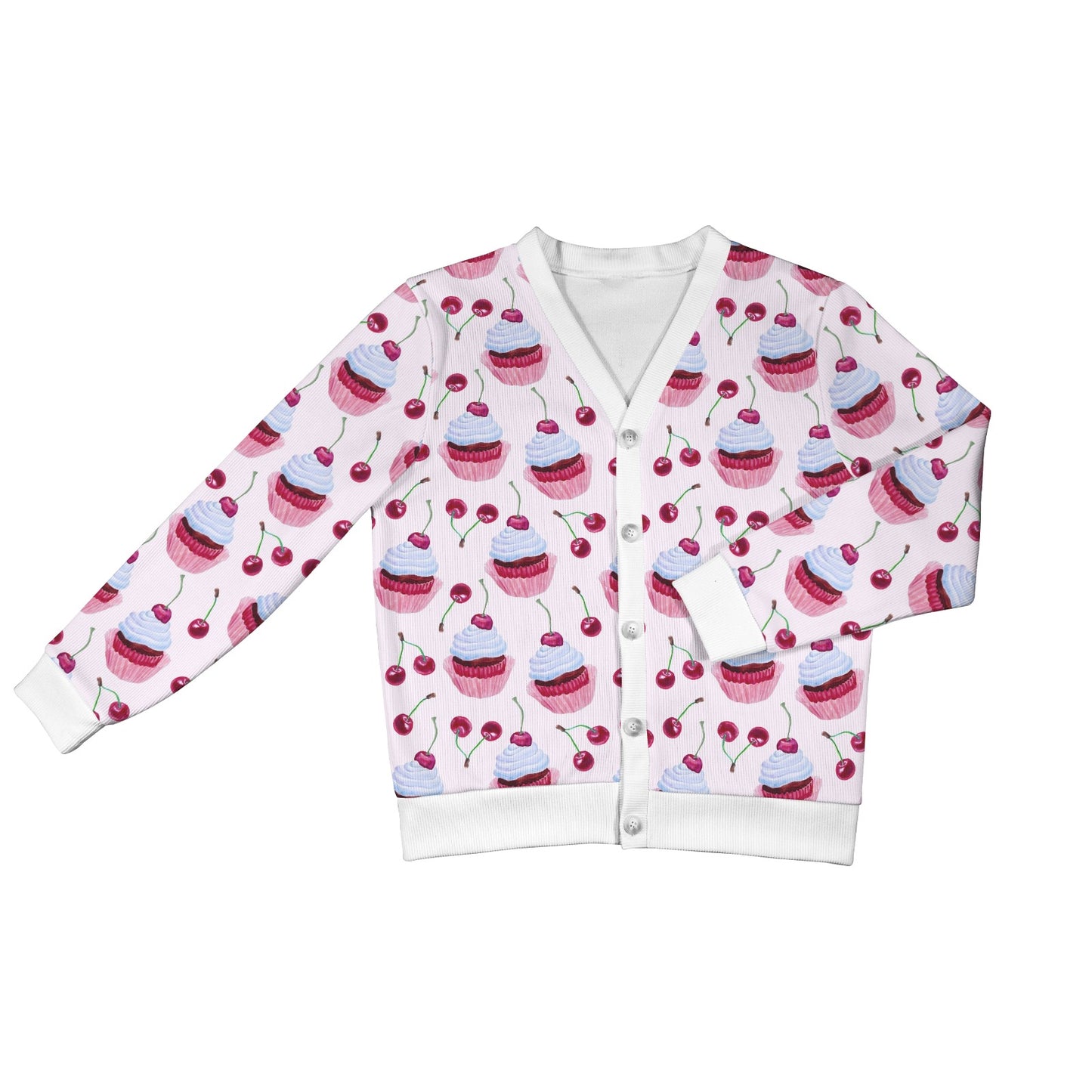 Cherry Cupcake Pink Pattern Women's Cardigan