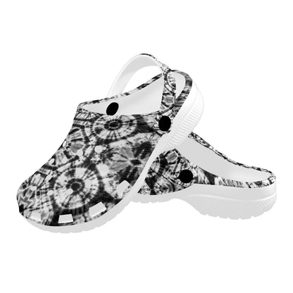 Tie Dye Black White Design Print Unisex Clogs Shoes