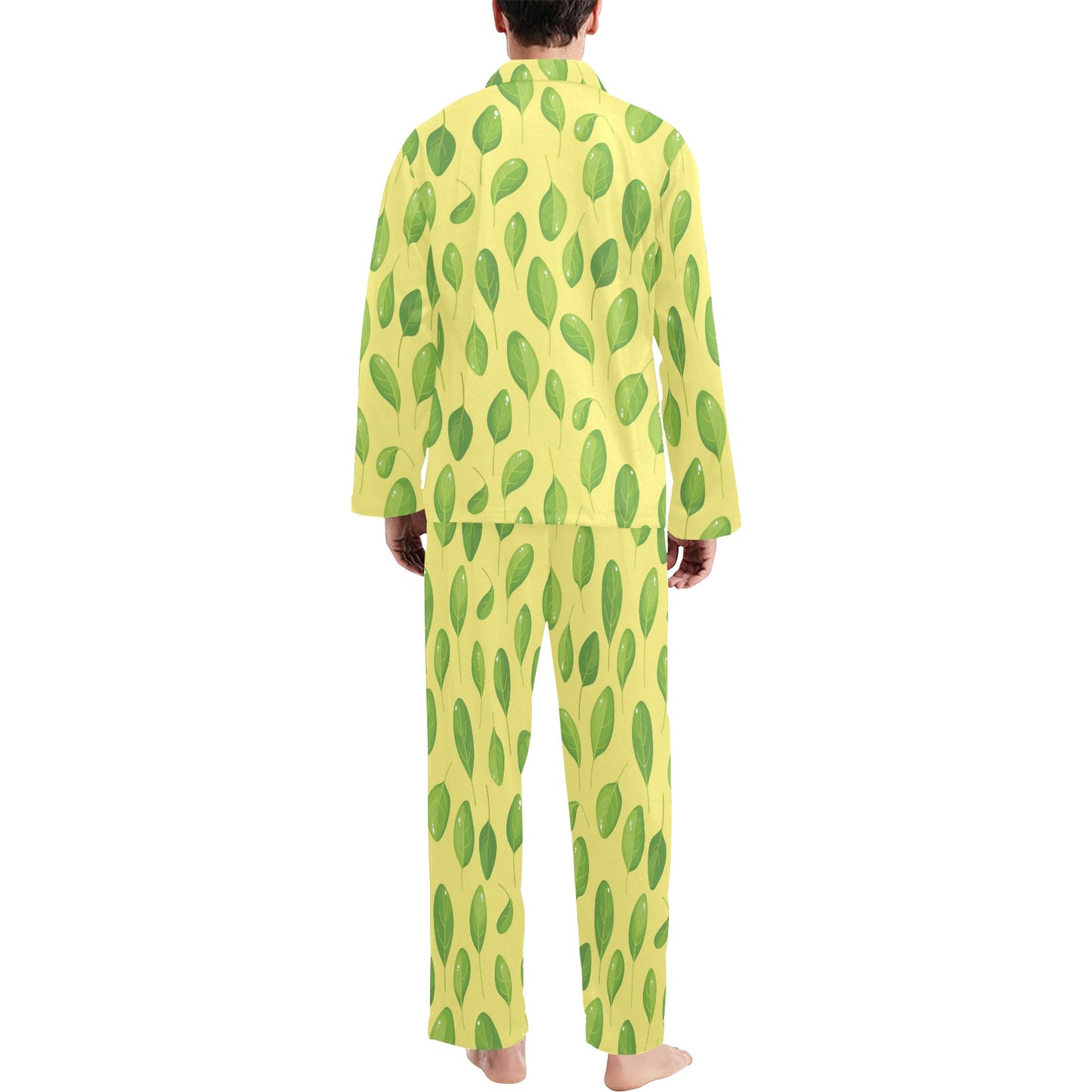 Spinach Print Design LKS302 Men's Long Pajama Set
