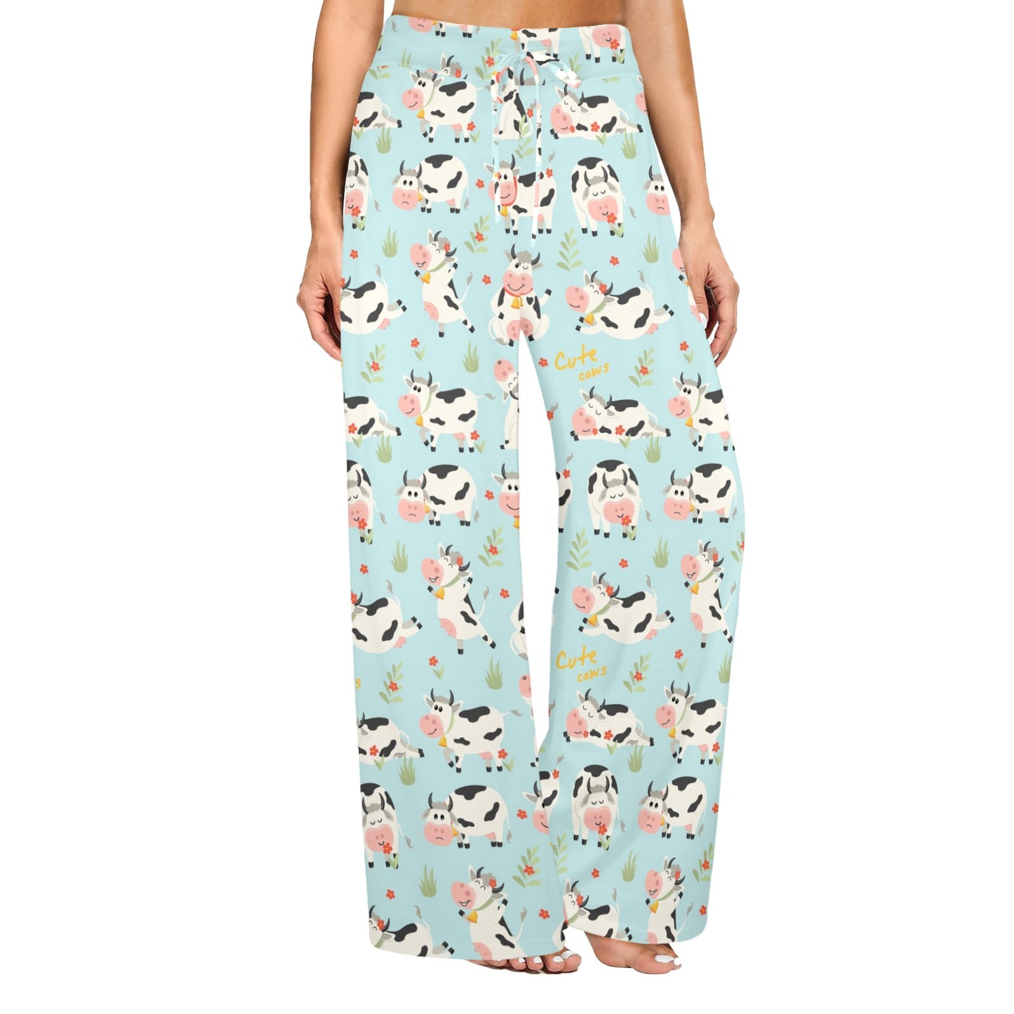 Cattle Print Design LKS403 Women's Wide Leg Lounge Pants