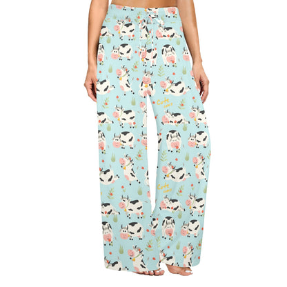 Cattle Print Design LKS403 Women's Wide Leg Lounge Pants