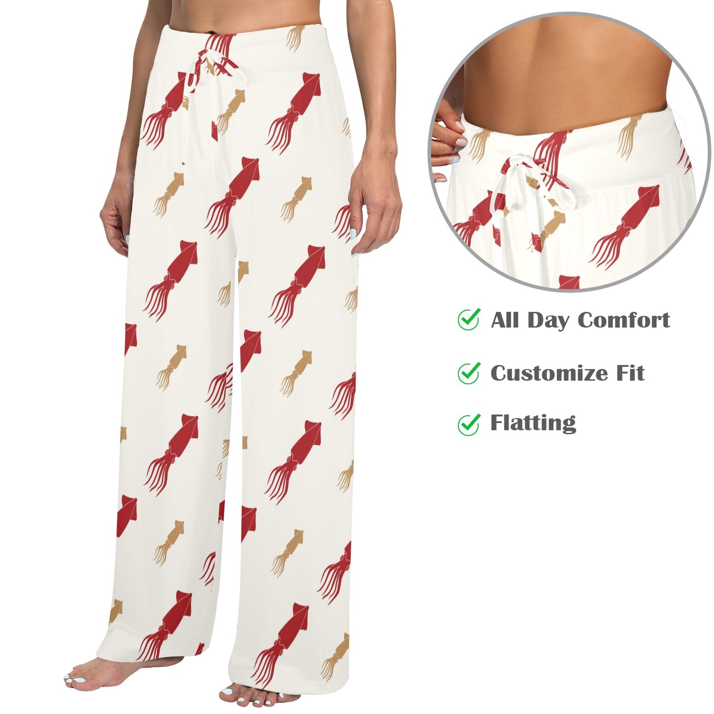 Giant Squid Pattern Print Design 01 Women's Wide Leg Lounge Pants