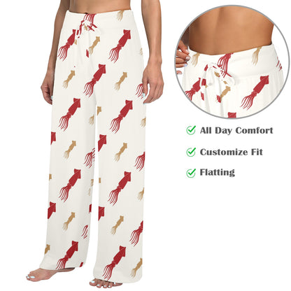 Giant Squid Pattern Print Design 01 Women's Wide Leg Lounge Pants