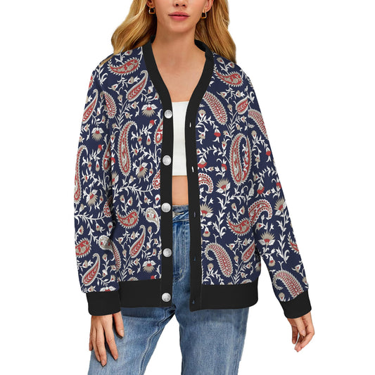 Paisley Pattern Print Design A05 Women's Cardigan