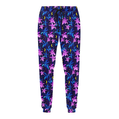 Palm Tree Night Scene Design Print Men's Sweatpants