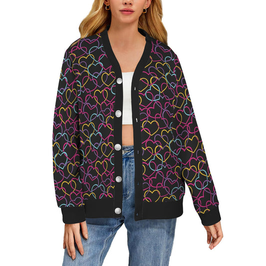 Heart Design Print Pattern JJ0333 Women's Cardigan