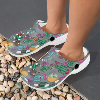 Cactus Colorful Print Pattern Unisex Clogs Shoes