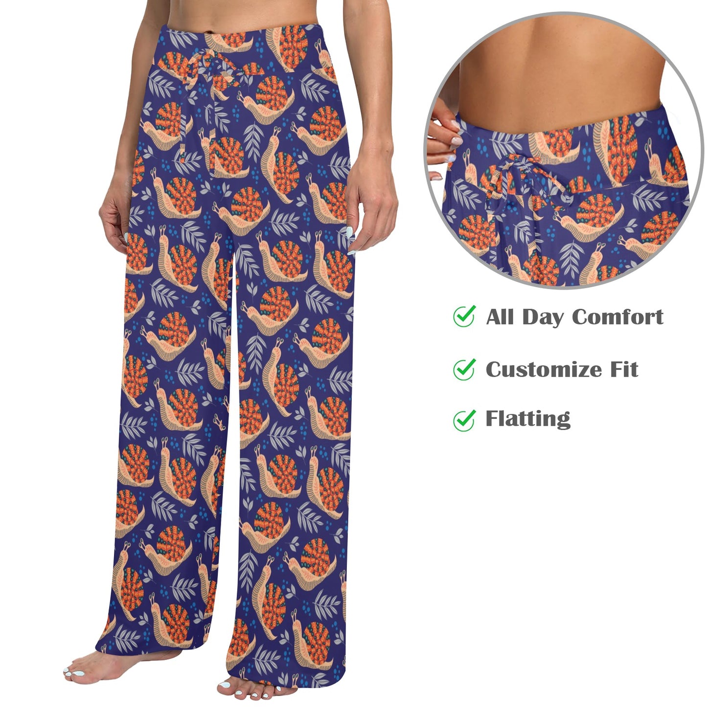 Snail Print Design LKS401 Women's Wide Leg Lounge Pants