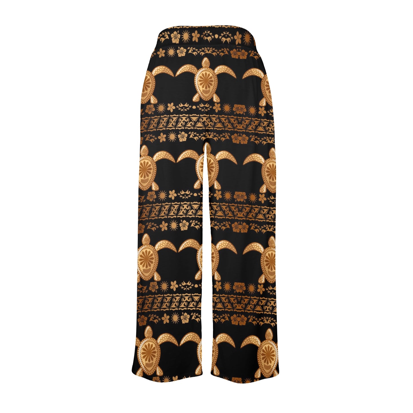 Tribal Sea turtle Polynesian Hawaiian Women's Wide Leg Lounge Pants