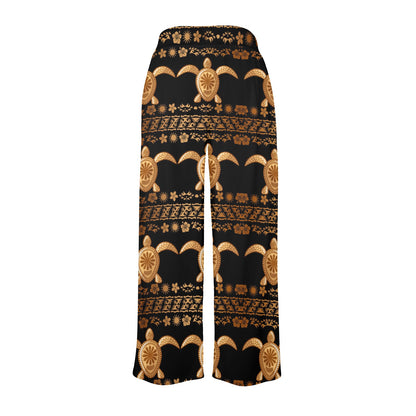 Tribal Sea turtle Polynesian Hawaiian Women's Wide Leg Lounge Pants