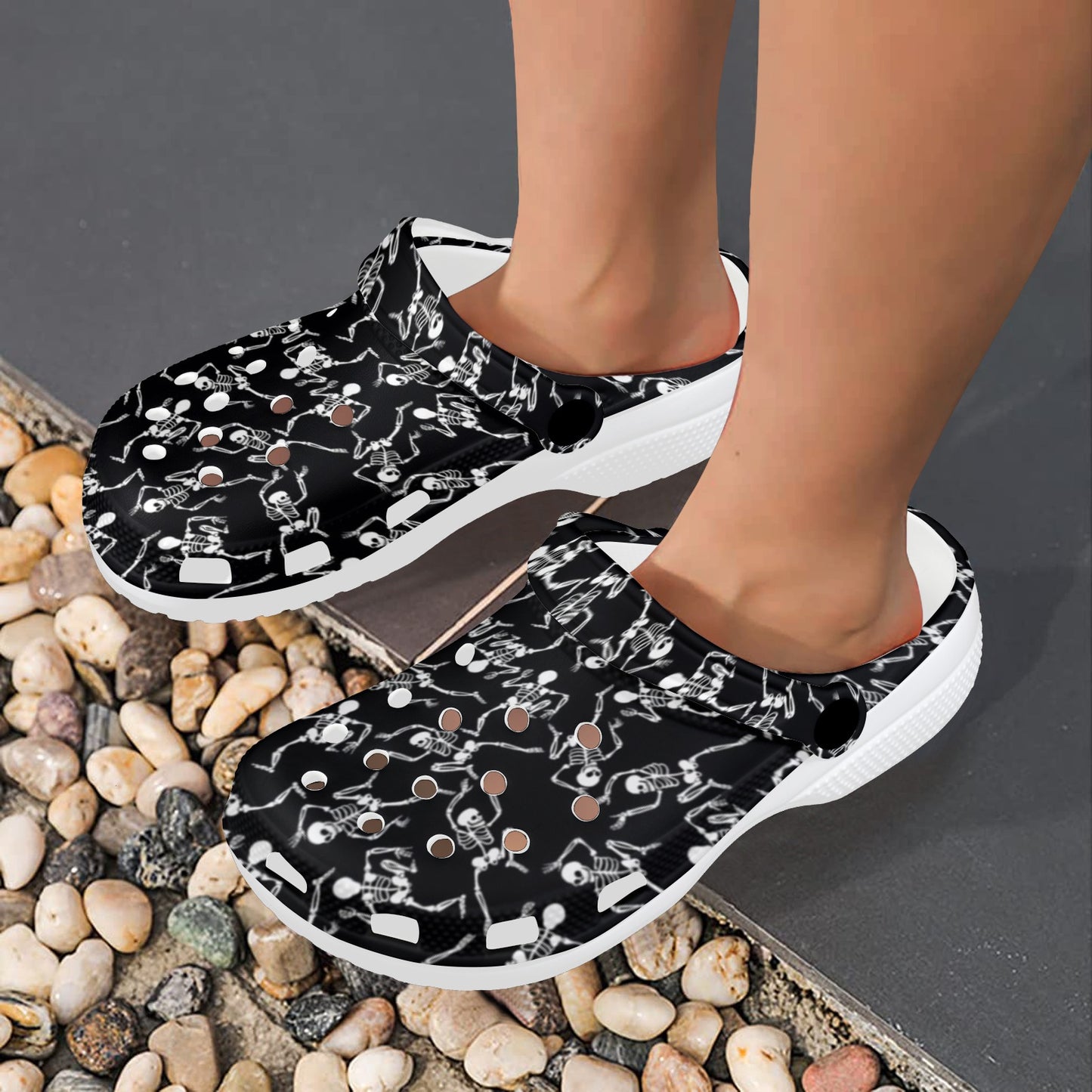 Skeleton Style Print Unisex Clogs Shoes