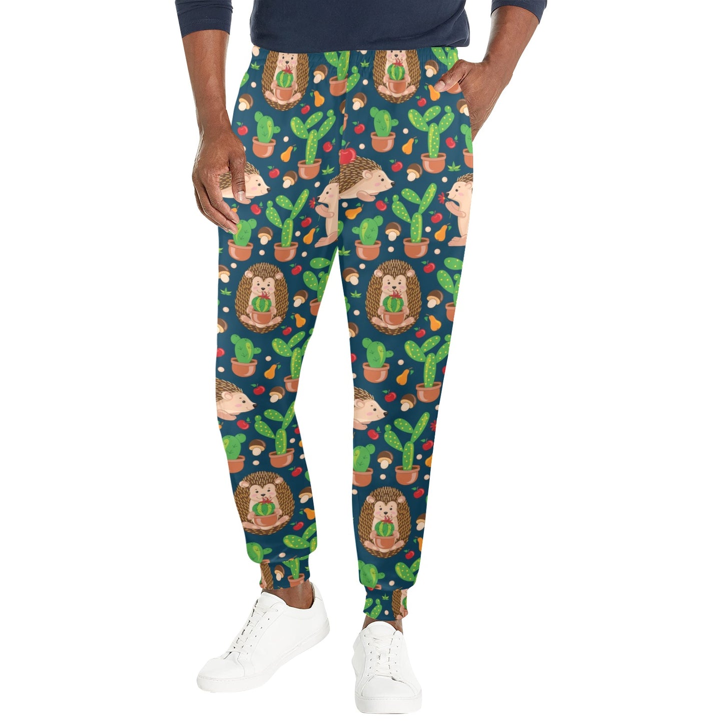 Hedgehog Cactus Pattern Print Design 04 Men's Casual Track Pants