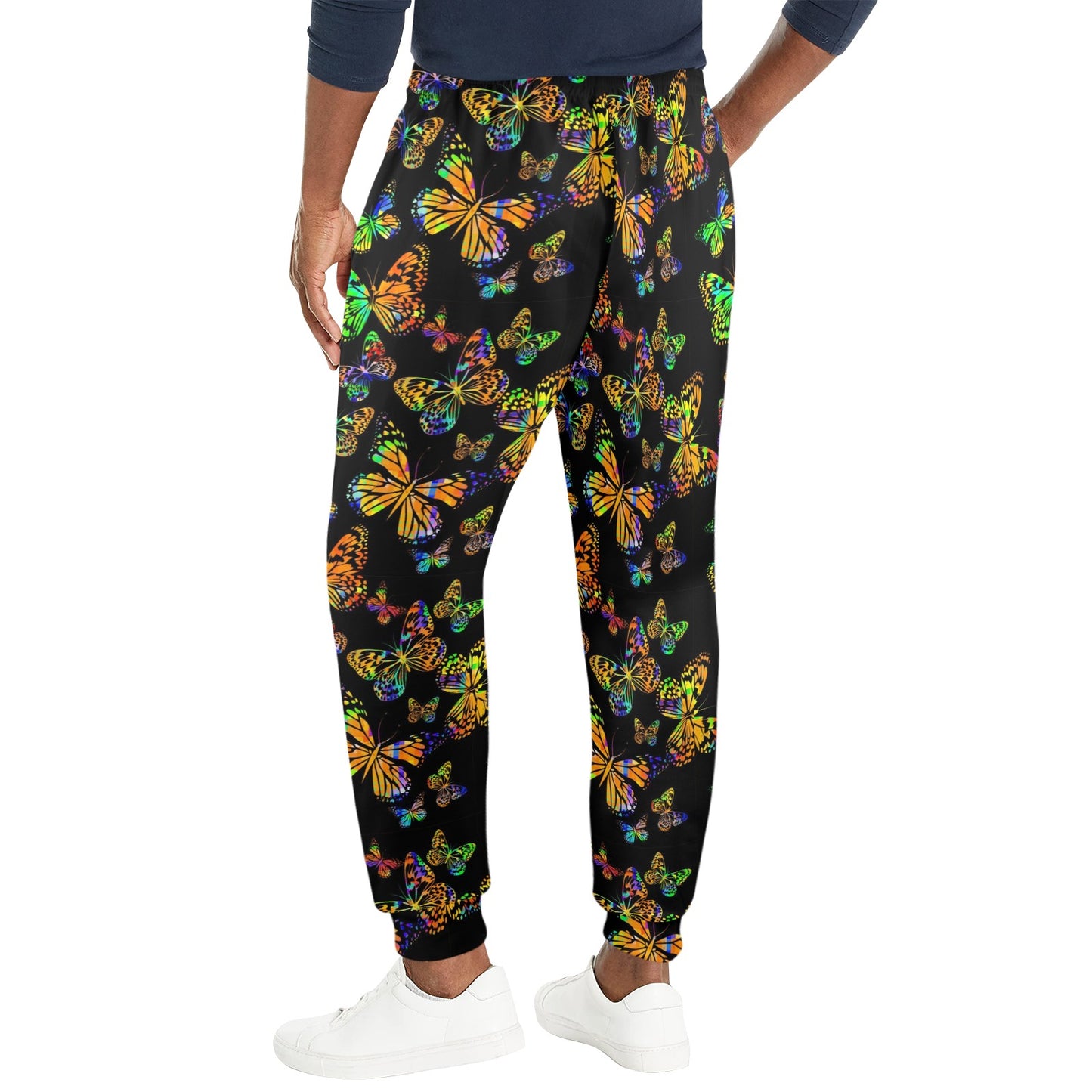 Butterfly Neon Color Print Pattern Men's Casual Track Pants