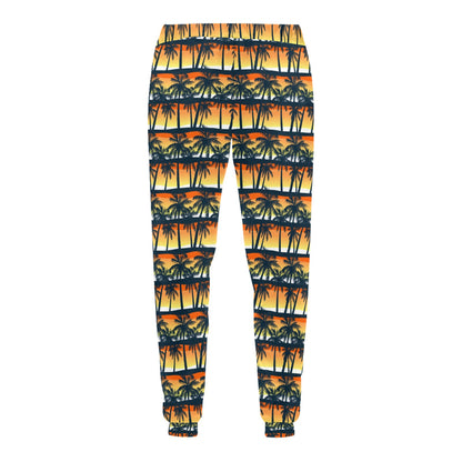 Palm Tree Sunset Design Print Men's Sweatpants