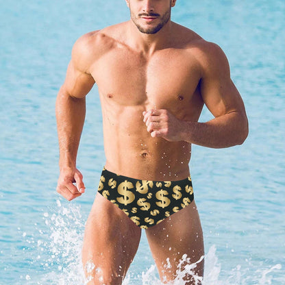 Dollar Pattern Print Design DO04 Men's Swimming Briefs