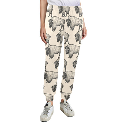 Bison Pattern Print Design 02 Women's Casual Track Pants
