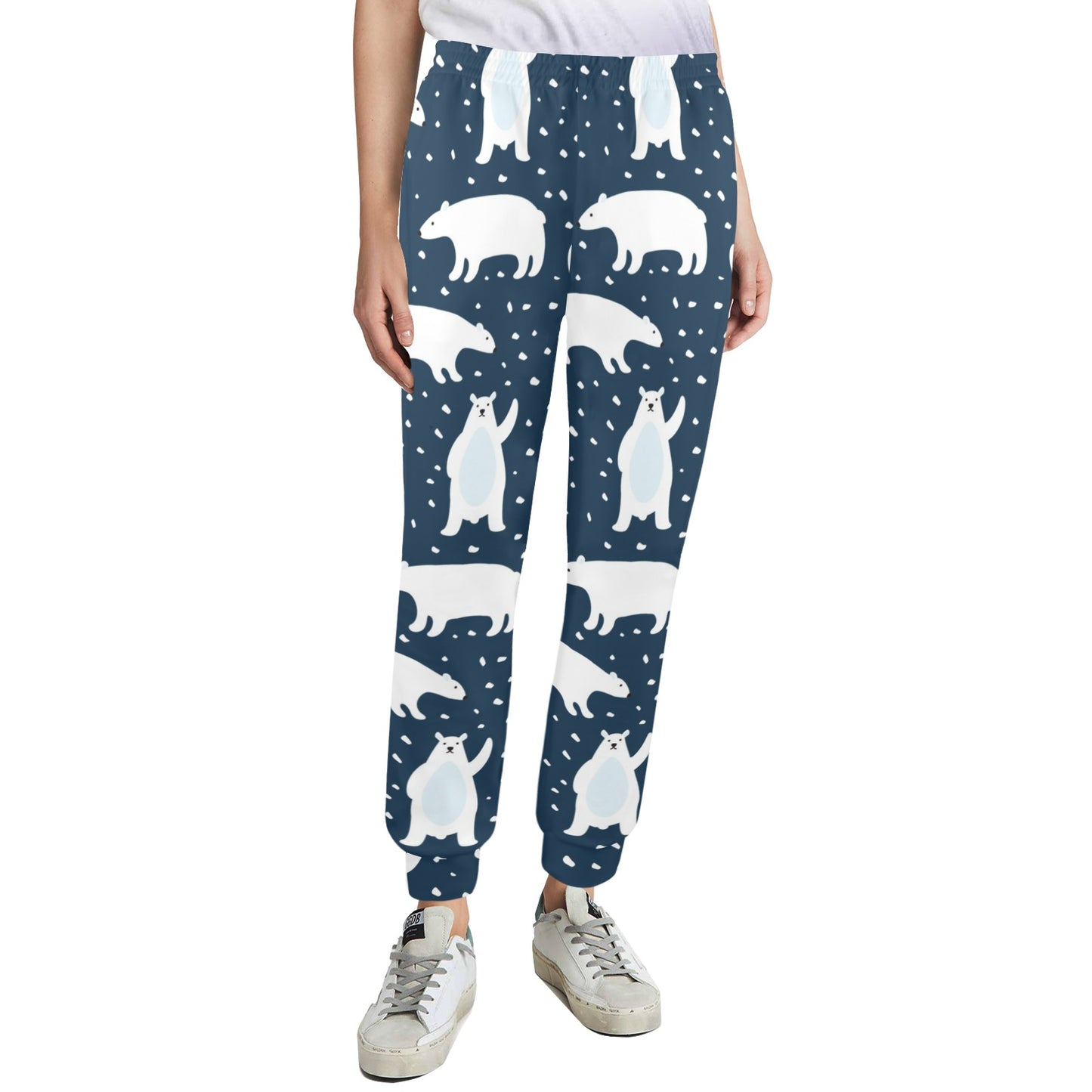 Polar Bear Pattern Print Design A02 Women's Casual Track Pants
