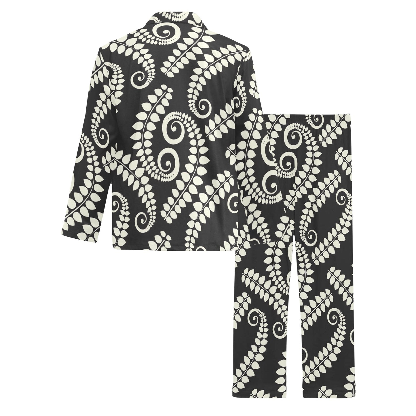 Fern Leave Print Pattern Men's Long Pajama Set