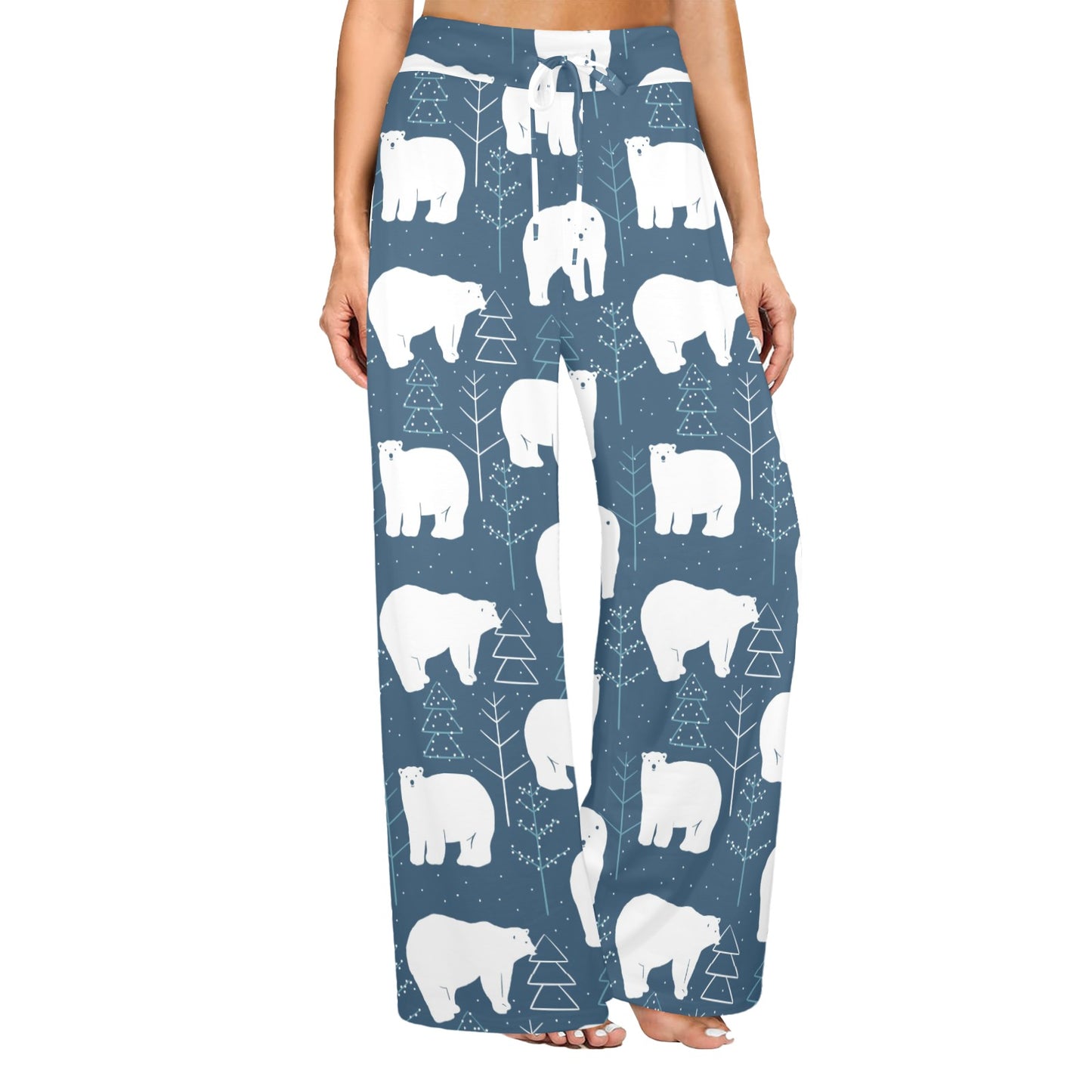 Polar Bear Pattern Print Design A01 Women's Wide Leg Lounge Pants