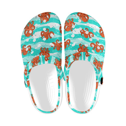 Octopus Cute Design Print Themed Unisex Clogs Shoes