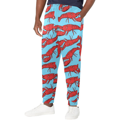 Lobster Red Pattern Print Design 03 Men's Casual Track Pants