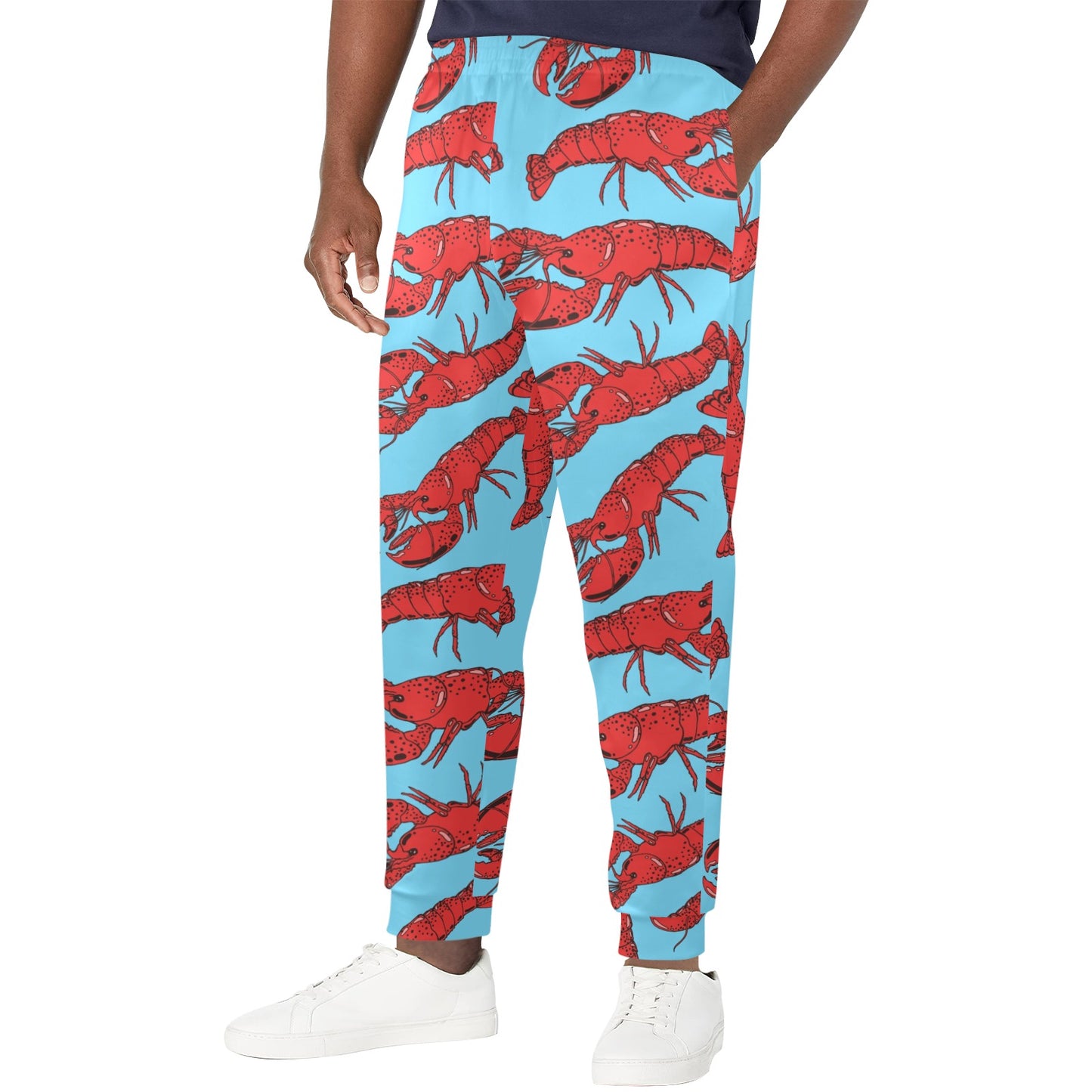 Lobster Red Pattern Print Design 03 Men's Casual Track Pants