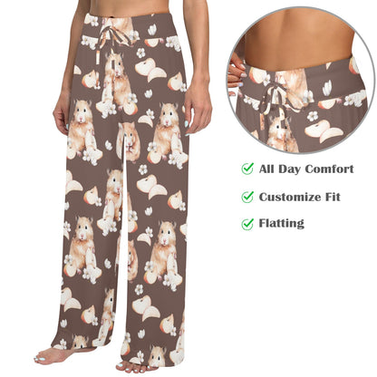 Hamster Pattern Print Design 03 Women's Wide Leg Lounge Pants