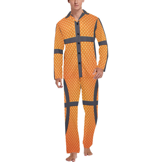Basketball Texture Print Pattern Men's Long Pajama Set