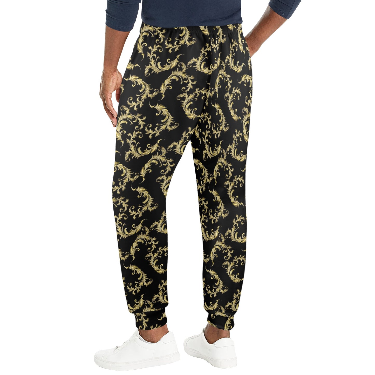Baroque Golden Pattern Print Design 01 Men's Casual Track Pants