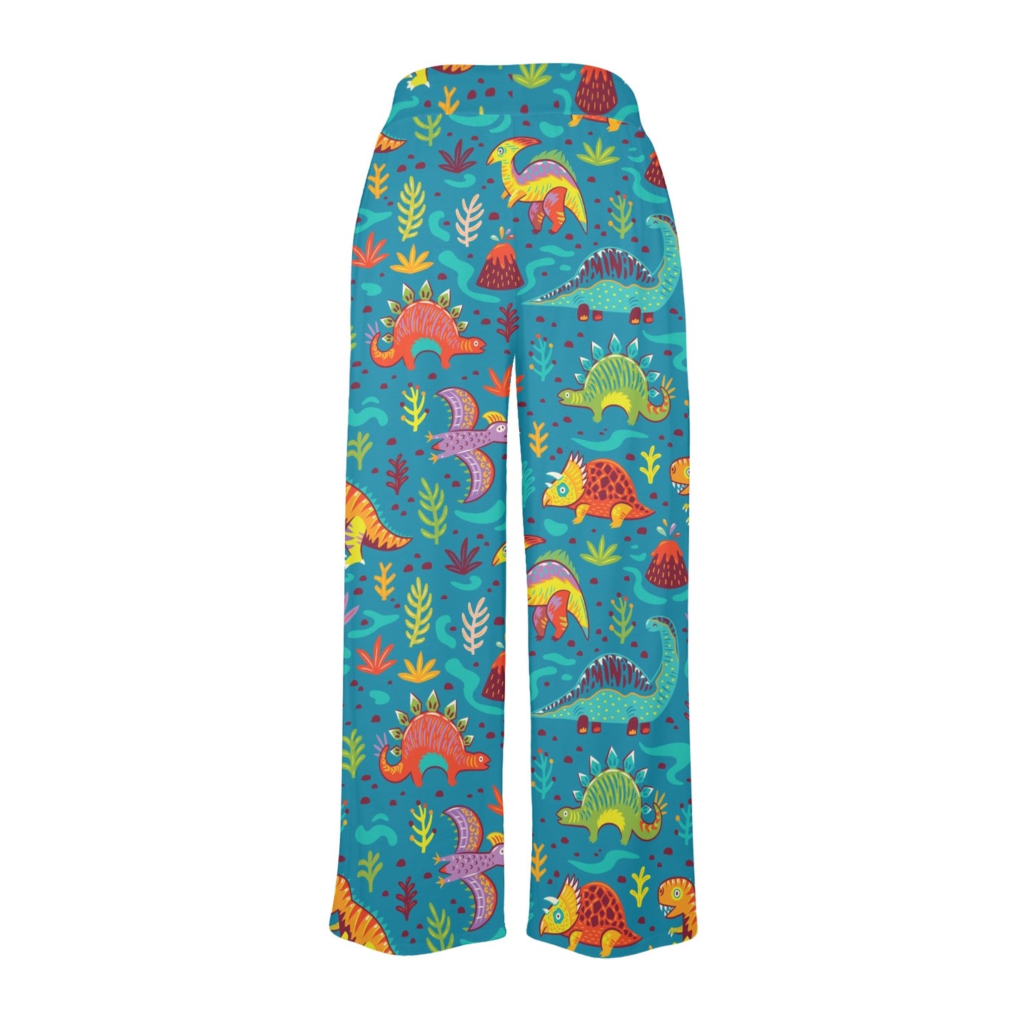 Dinosaur Cartoon Style Women's Wide Leg Lounge Pants