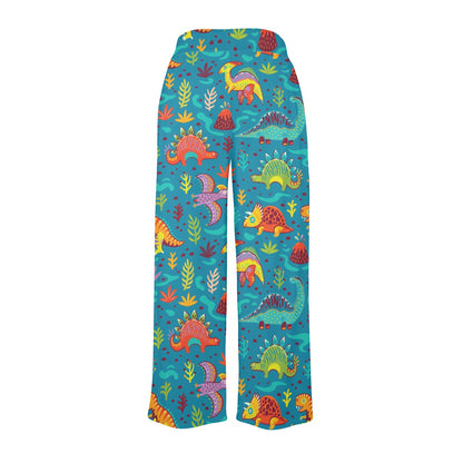 Dinosaur Cartoon Style Women's Wide Leg Lounge Pants