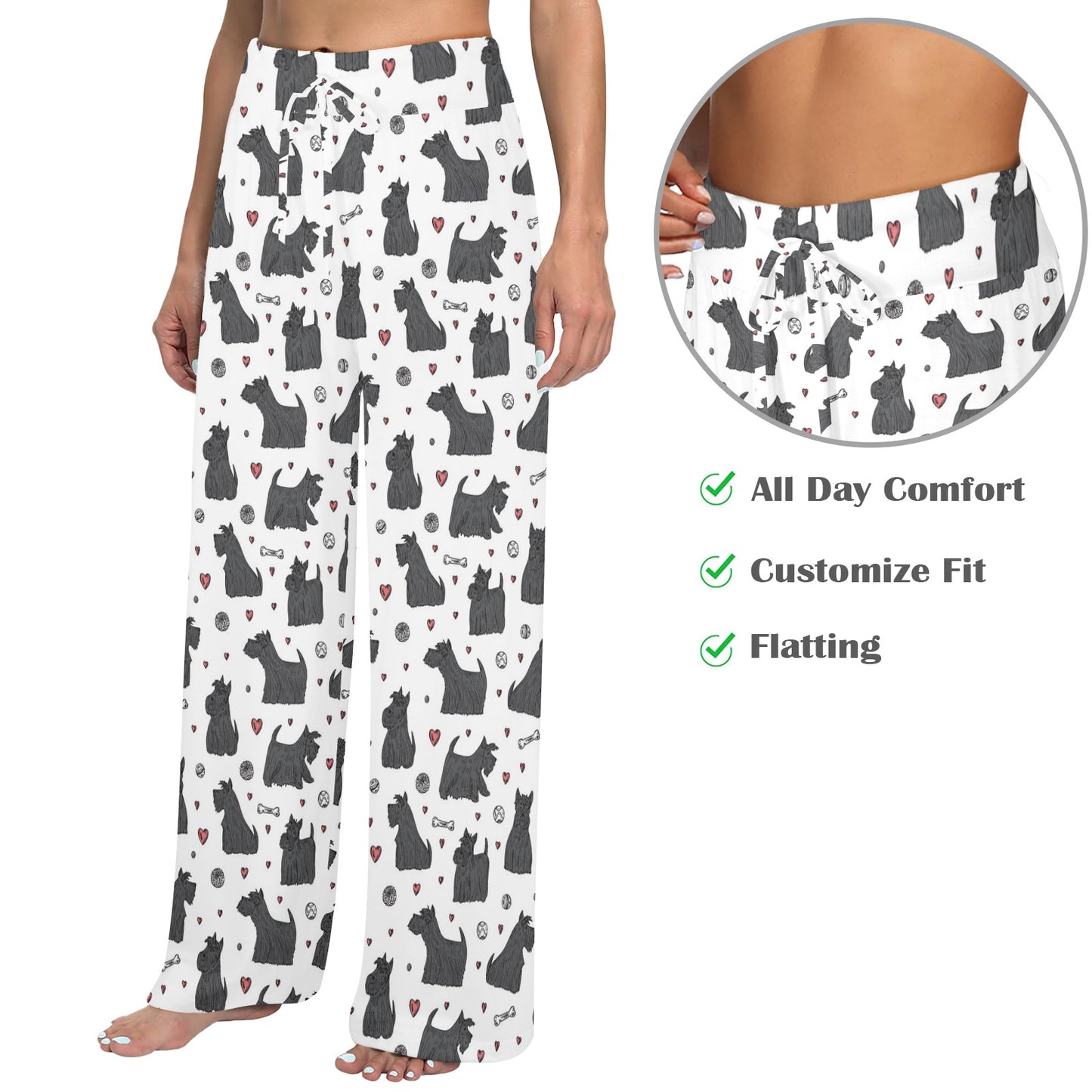 Scottish Terriers Print Design LKS3015 Women's Wide Leg Lounge Pants