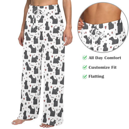 Scottish Terriers Print Design LKS3015 Women's Wide Leg Lounge Pants
