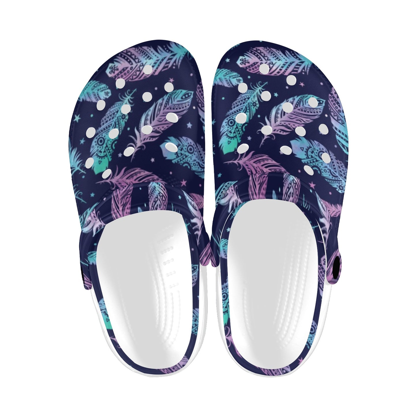Feather Aztec Design Print Unisex Clogs Shoes