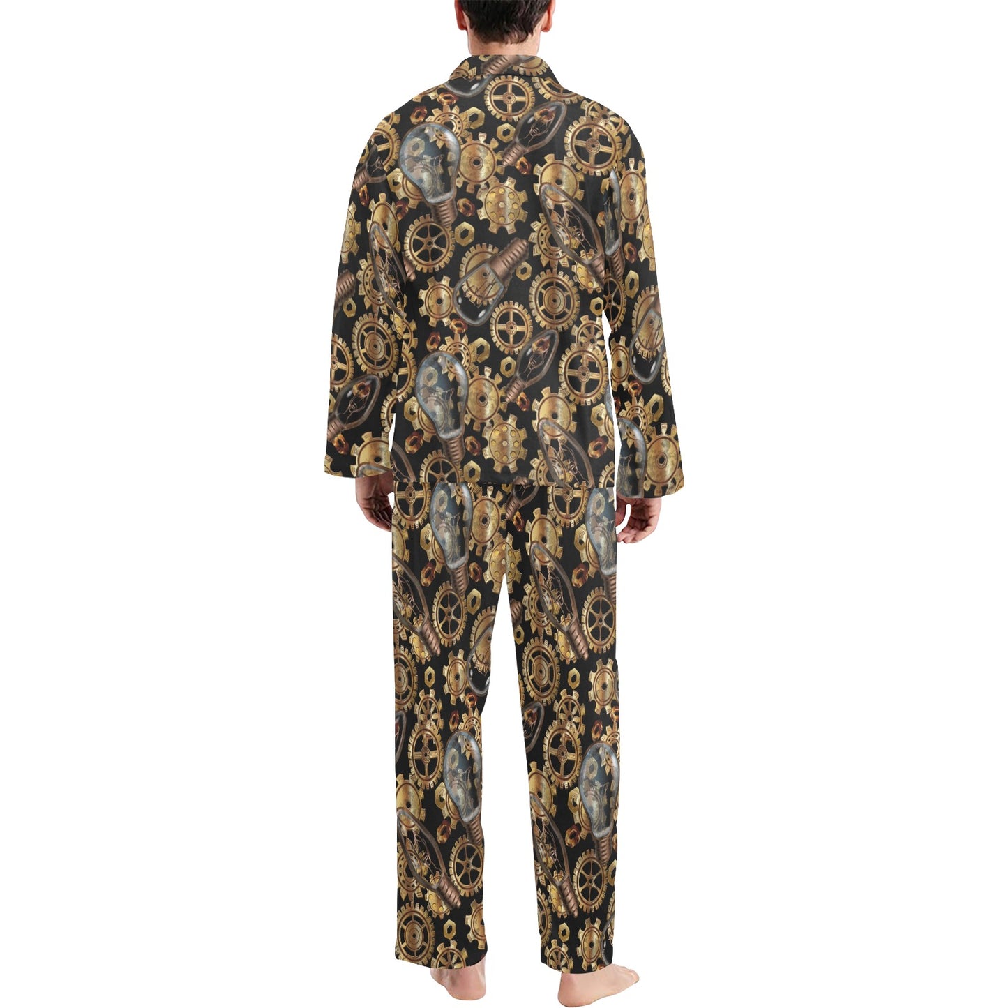 Steampunk Lightbulb Print Design LKS304 Men's Long Pajama Set