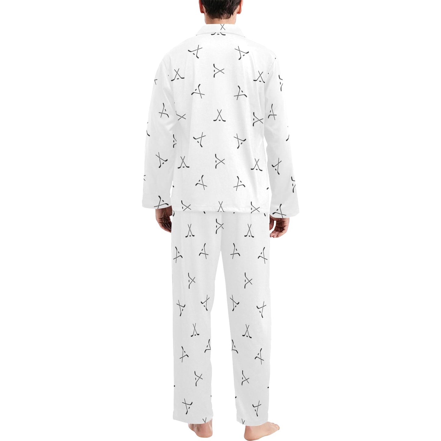 Hockey Print Design LKS304 Men's Long Pajama Set