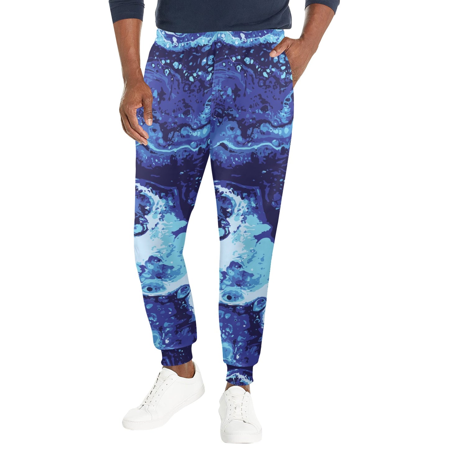 Ocean Liquid Pattern Print Design A03 Men's Casual Track Pants