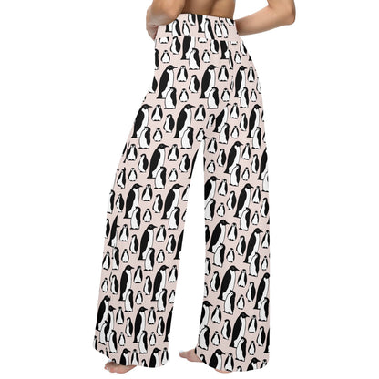 Penguin Themed Women's Wide Leg Lounge Pants
