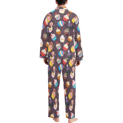 Cupcakes Party Print Pattern Men's Long Pajama Set