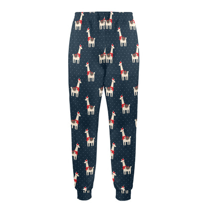 Llama with Polka Dot Themed Print Men's Casual Track Pants