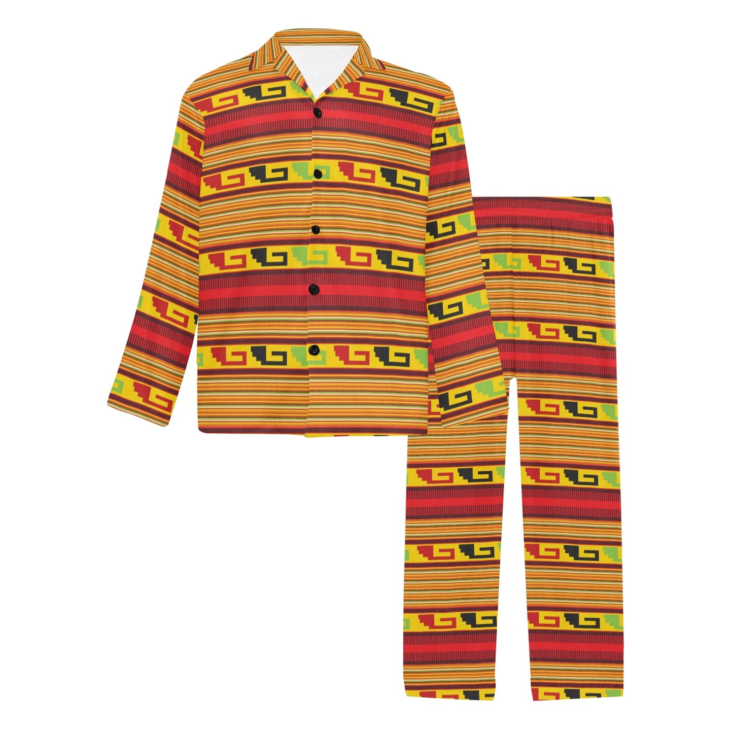 Mexican Blanket Ornament Print Pattern Men's Long Pajama Set