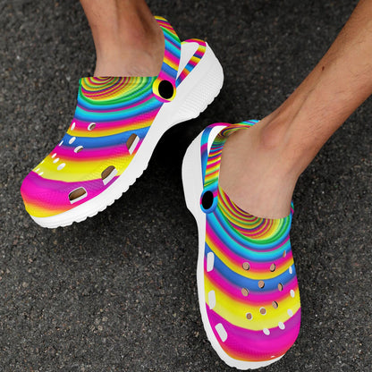 Vortex Twist Swirl Rainbow Design Unisex Clogs Shoes