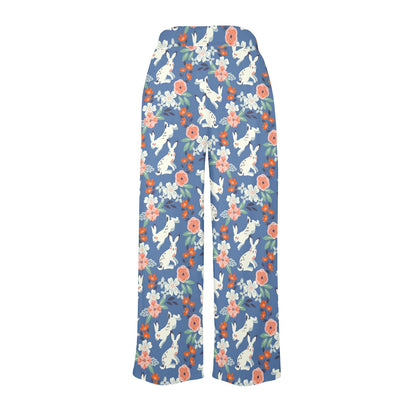 Bunny Pattern Print Design 07 Women's Wide Leg Lounge Pants