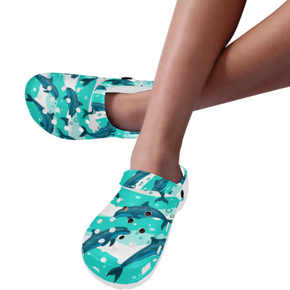Dolphin Design Print Pattern Unisex Clogs Shoes